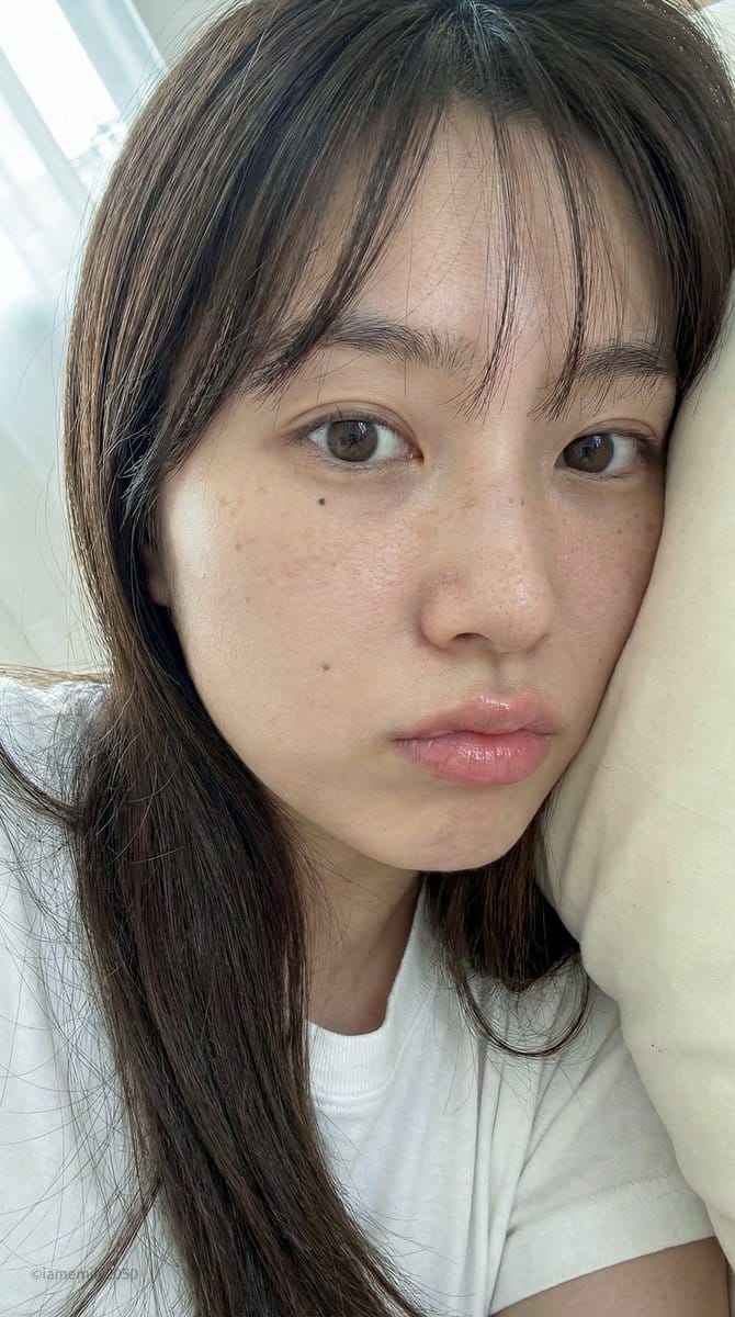 Extreme Close-Up Portrait of a Woman Sleeping on a Pillow