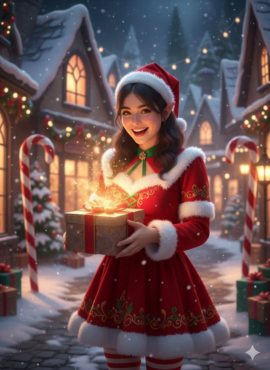 Fantasy Christmas Portrait with Magical Glow