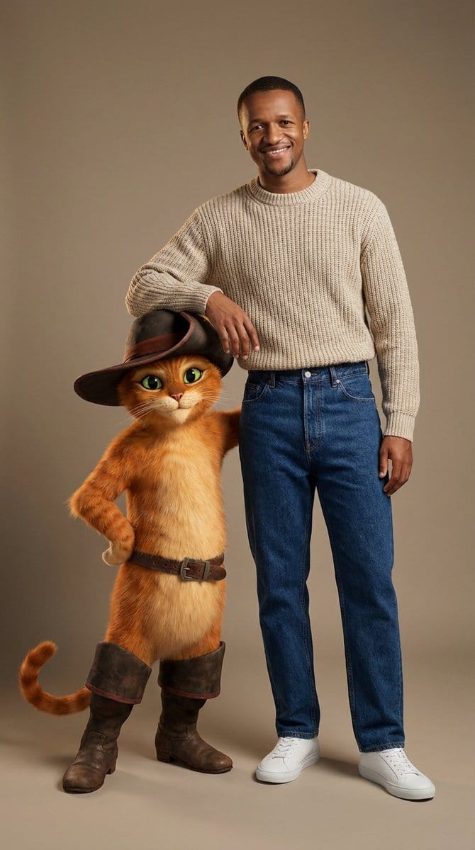 Fashion Portrait with Puss in Boots 3D Character