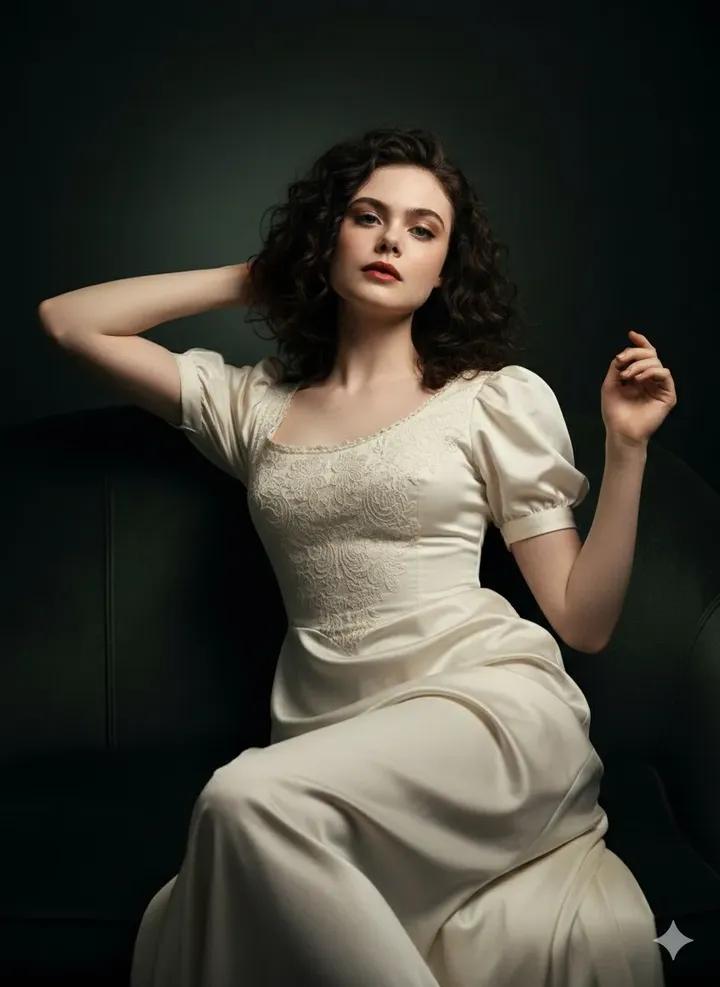 Fine Art Low-Key Portrait in Vintage Dress