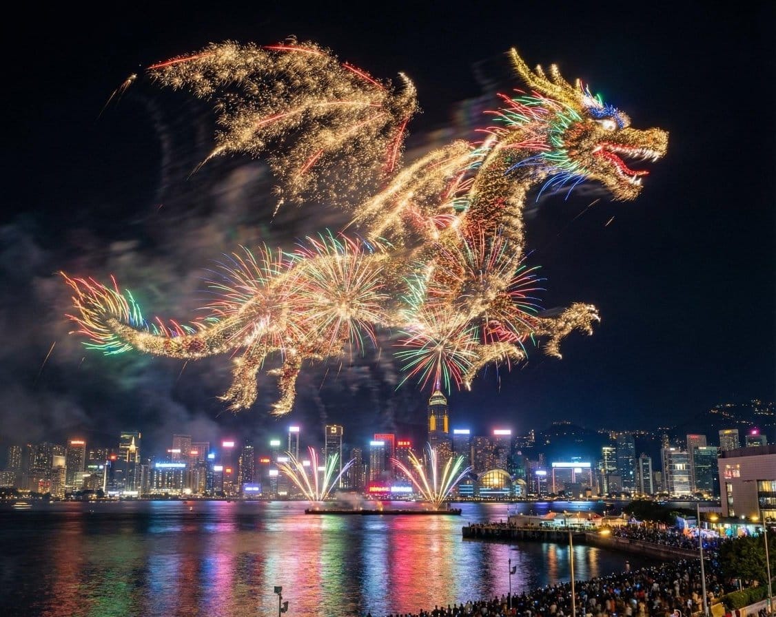 Fireworks Forming a Subject Silhouette