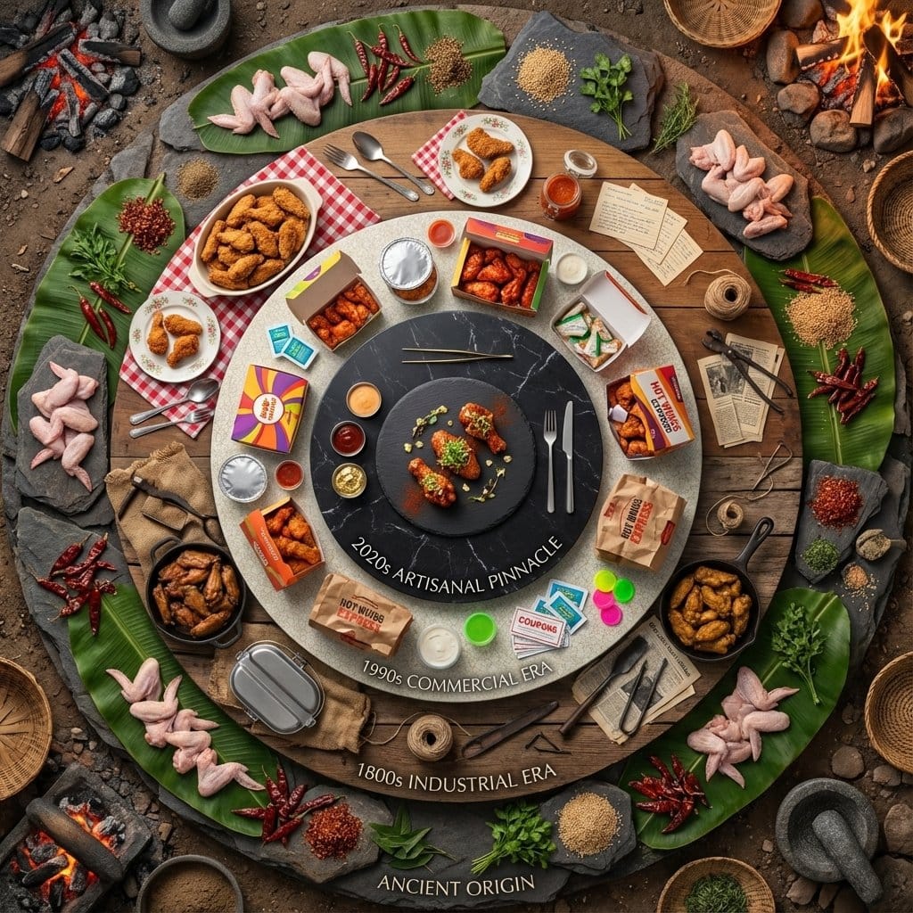 Food History Diorama in Mandala Format (Spicy Chicken Wings)