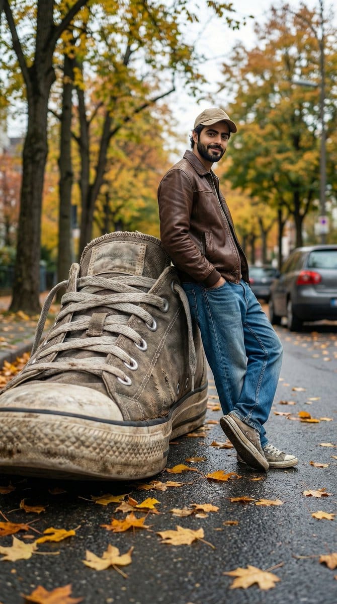 Forced-Perspective Giant Sneaker Street Scene