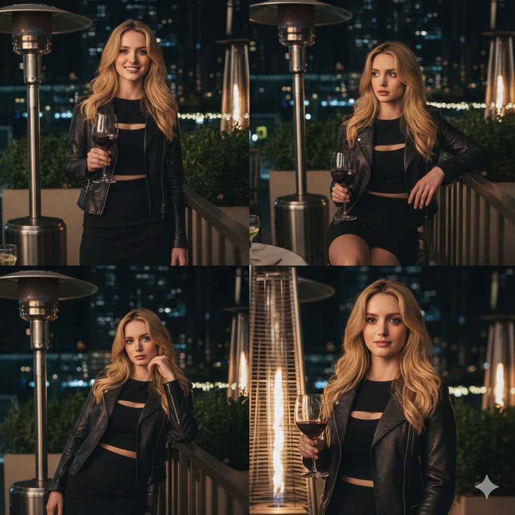 Four-Image Collage Prompt for Nightlife Scene