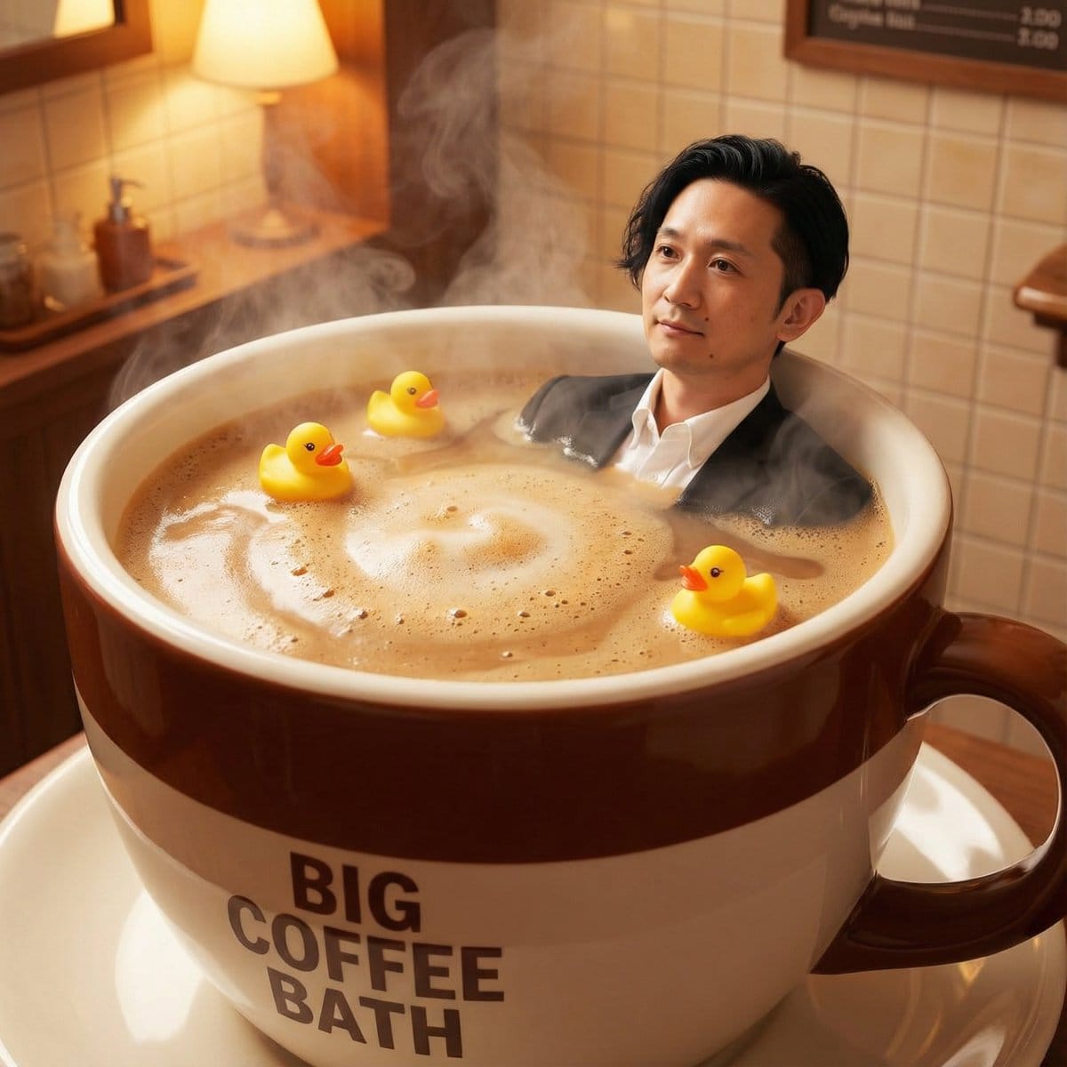 Giant Coffee Cup Bath Image Prompt