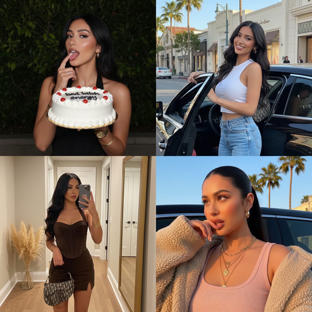 Glamorous Influencer Birthday Collage (2x2 Grid)