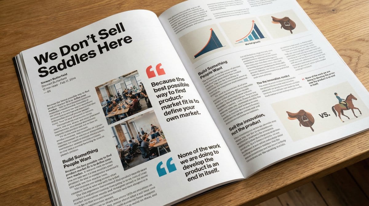 Glossy magazine article layout from text