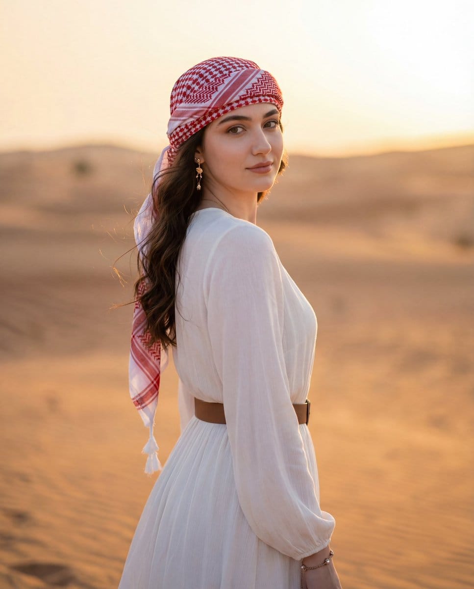 Golden Hour Desert Portrait with Identity Lock Prompt