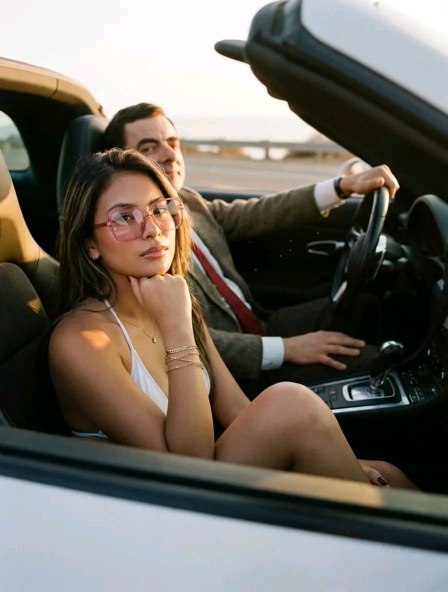 Golden Hour Luxury Sports Car Portrait Prompt with Face Lock