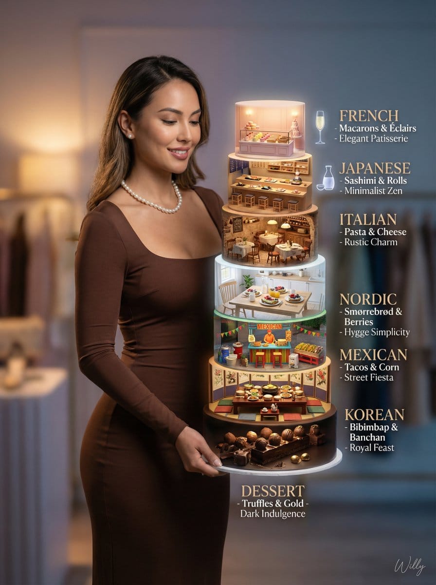 Gourmet Cake Editorial Hero Prompt