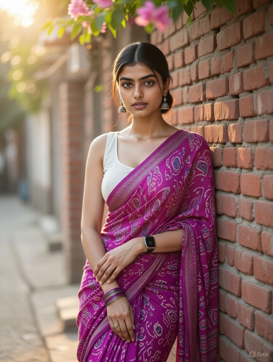 Grok Identity Lock Prompt for Saree Portrait