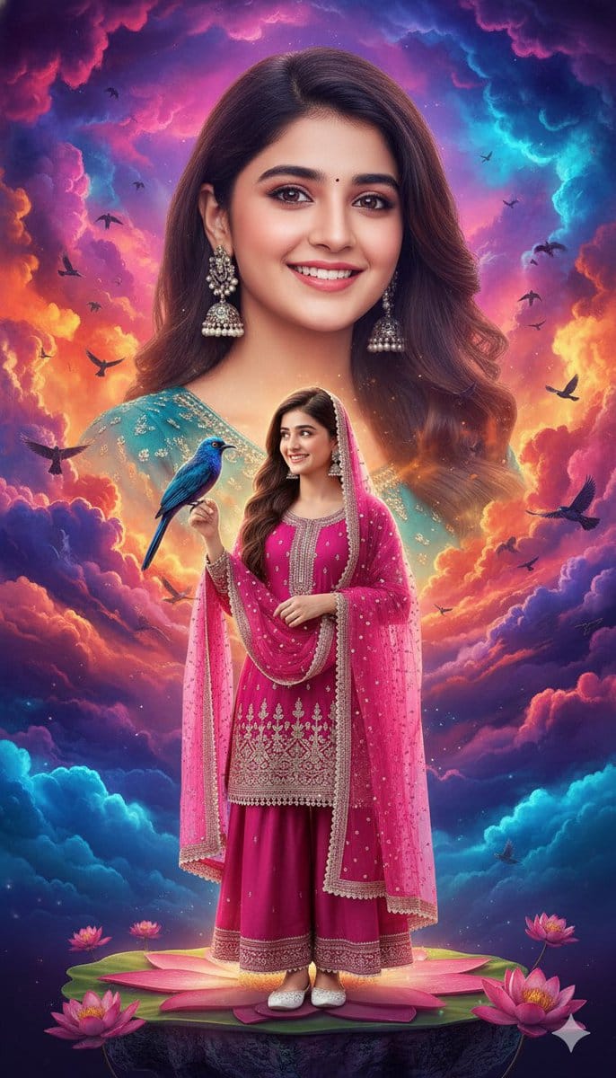 HD Cinematic Bollywood Poster with Dual Image Composition