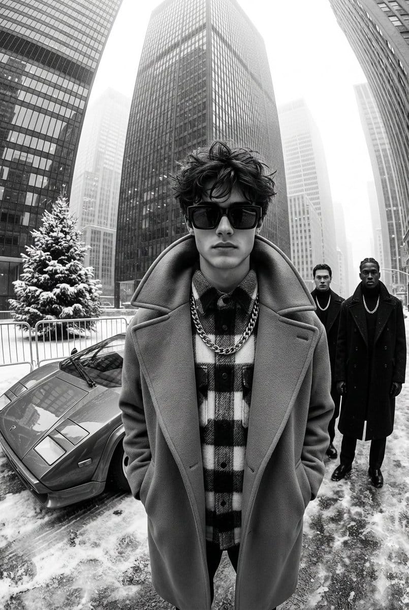 High-Contrast Black and White Street Fashion Editorial