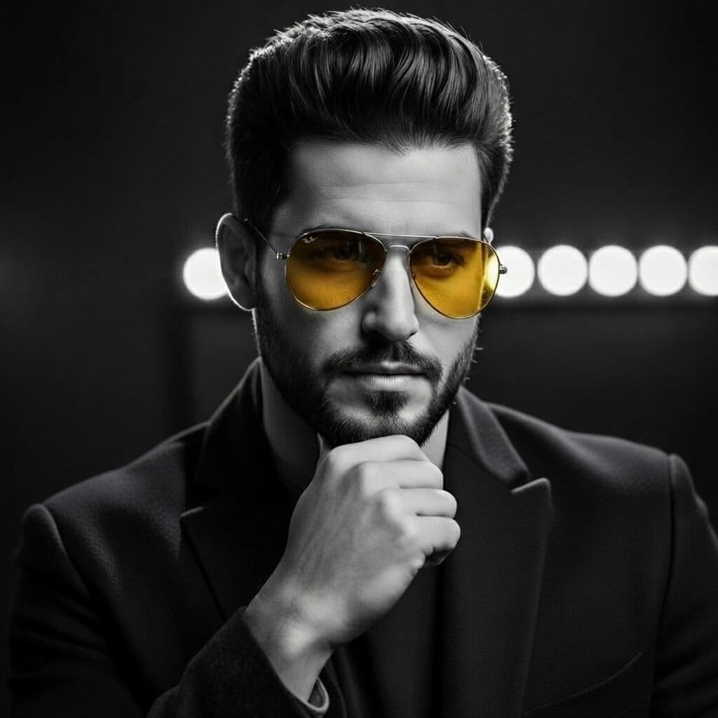 High-Contrast Cinematic Portrait of a Stylish Man