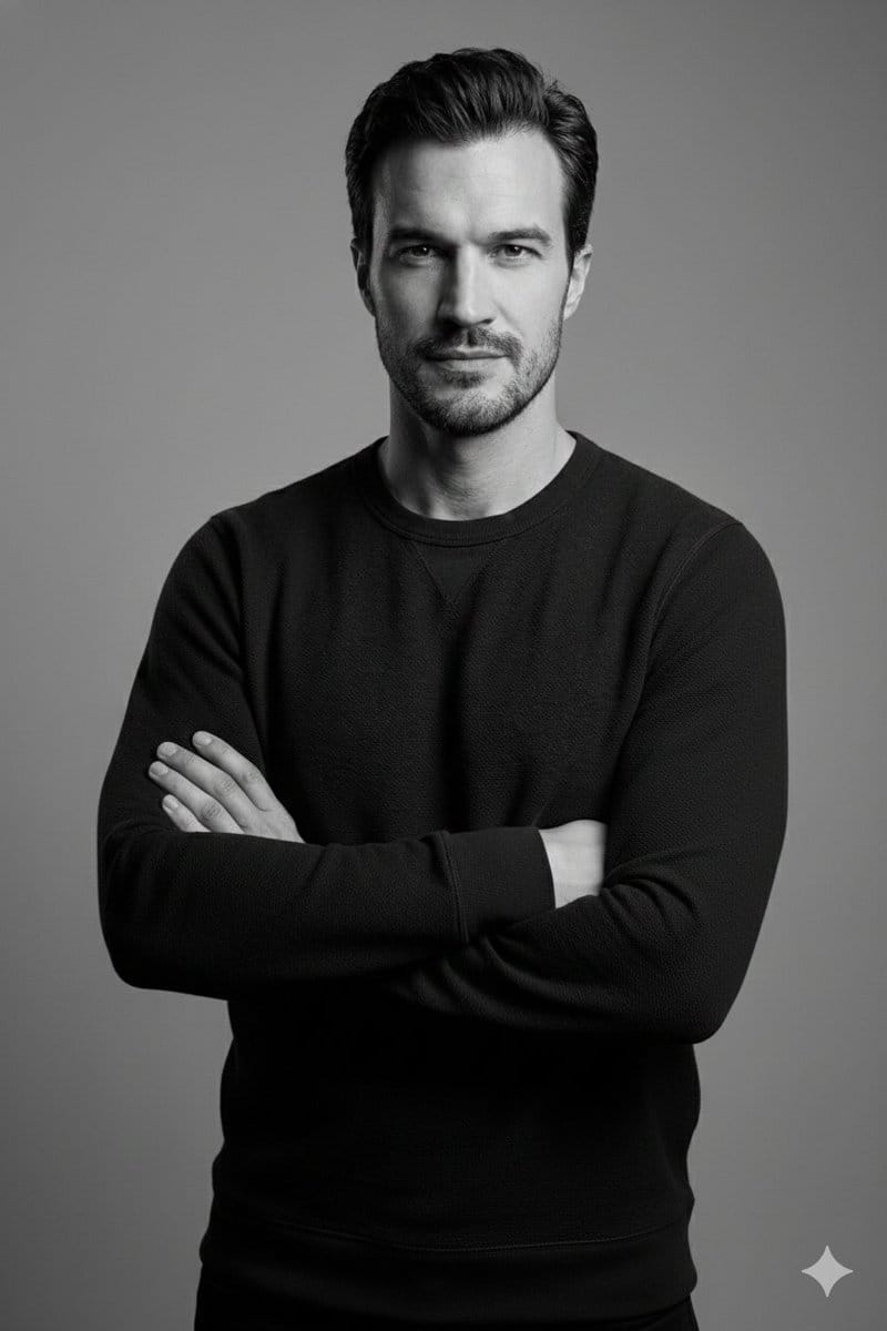 High-Contrast Monochrome Studio Portrait