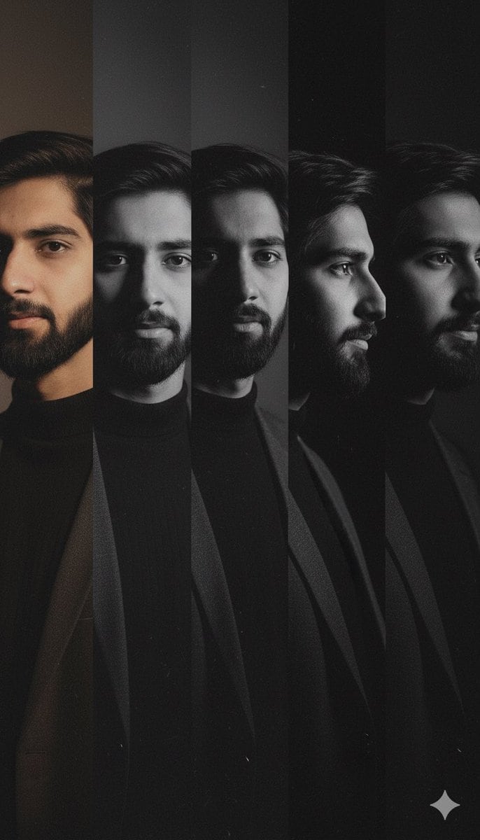 High-Contrast Noir Portrait Collage with Color Shifts