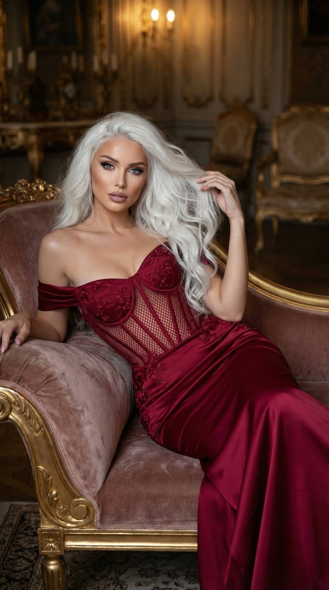 High-End Editorial Fashion in Embellished Gown