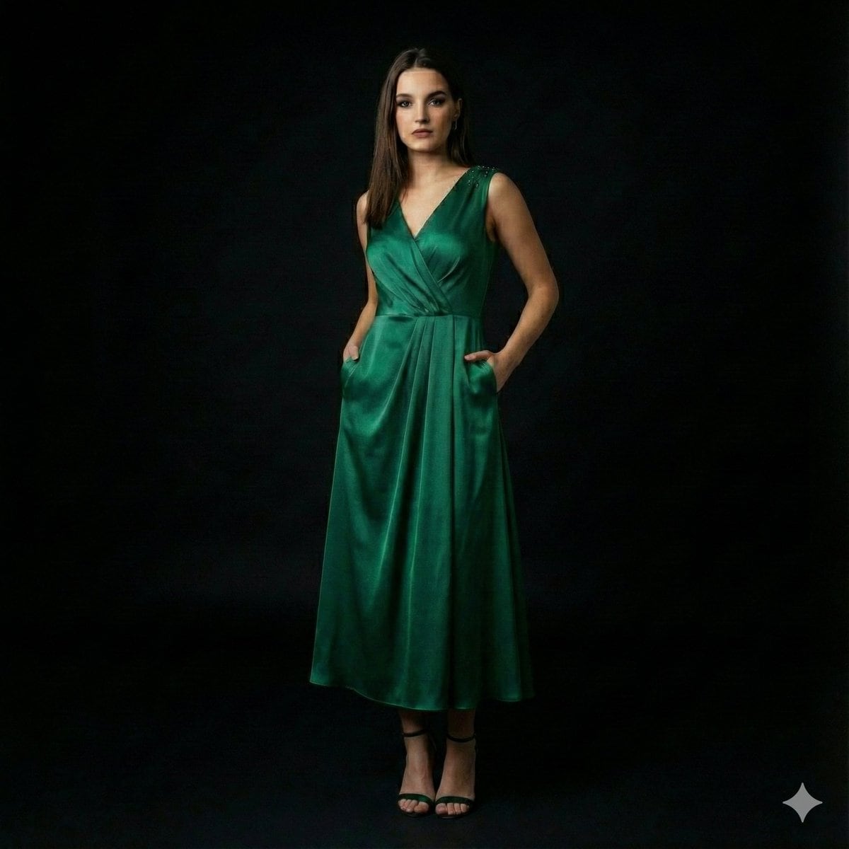 High-End Fashion Editorial Portrait on Black Background