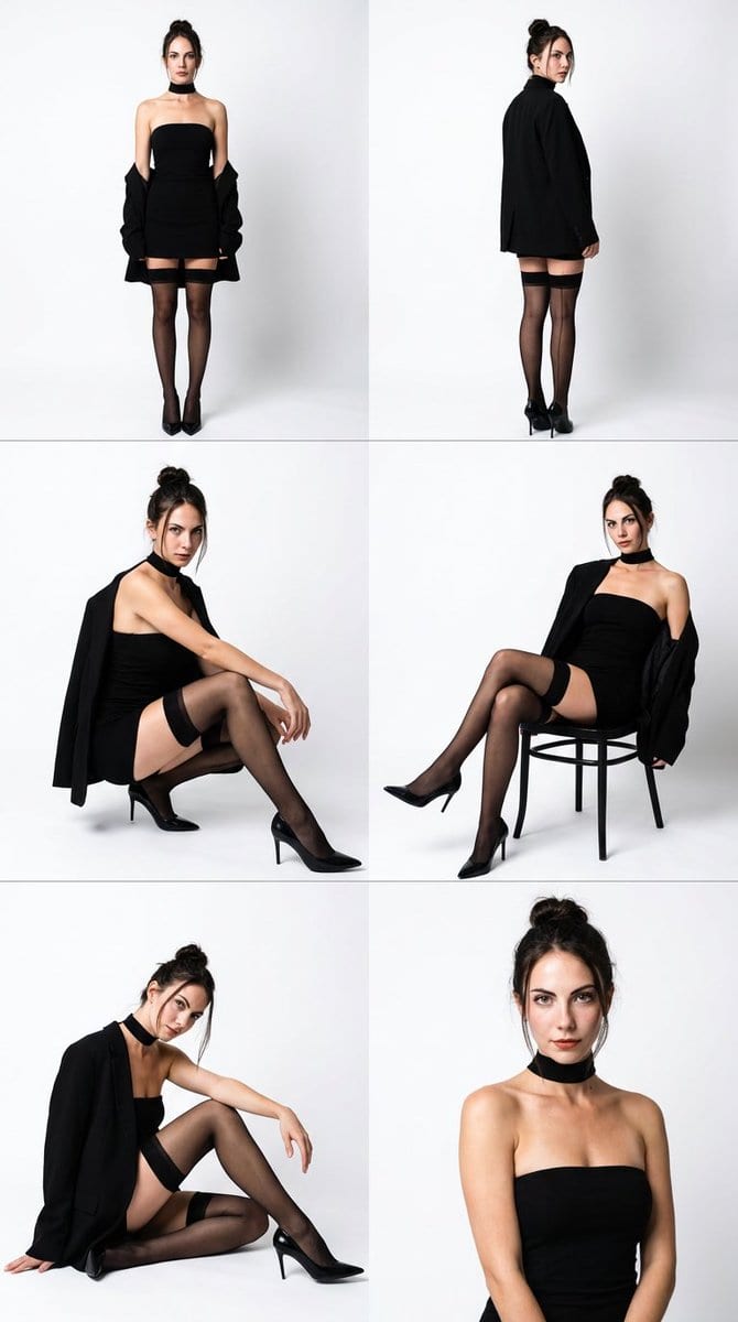 High-Fashion Black Elegance Photo Collage Prompt