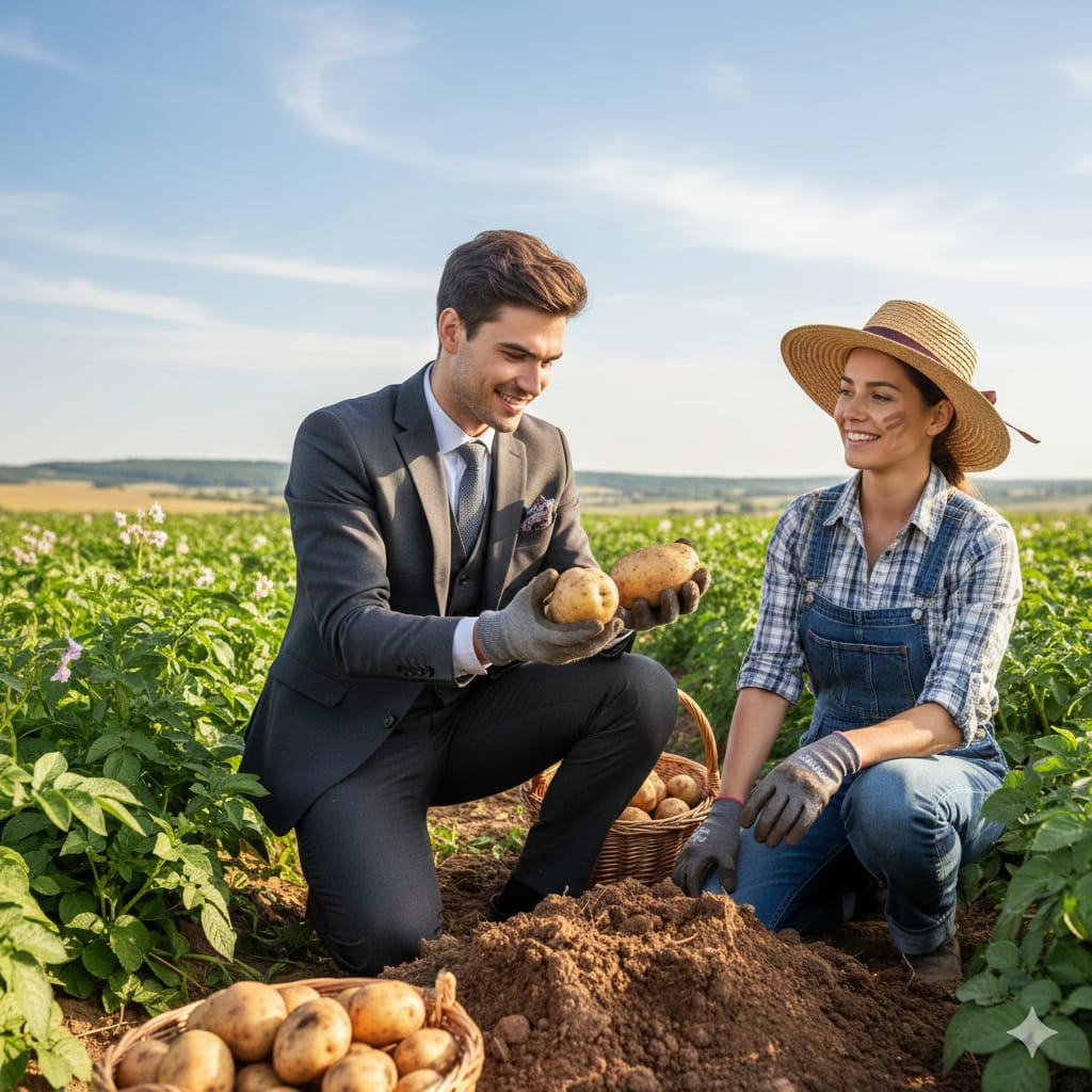 High-Fashion Cinematic Shot: Suit vs. Farmwear
