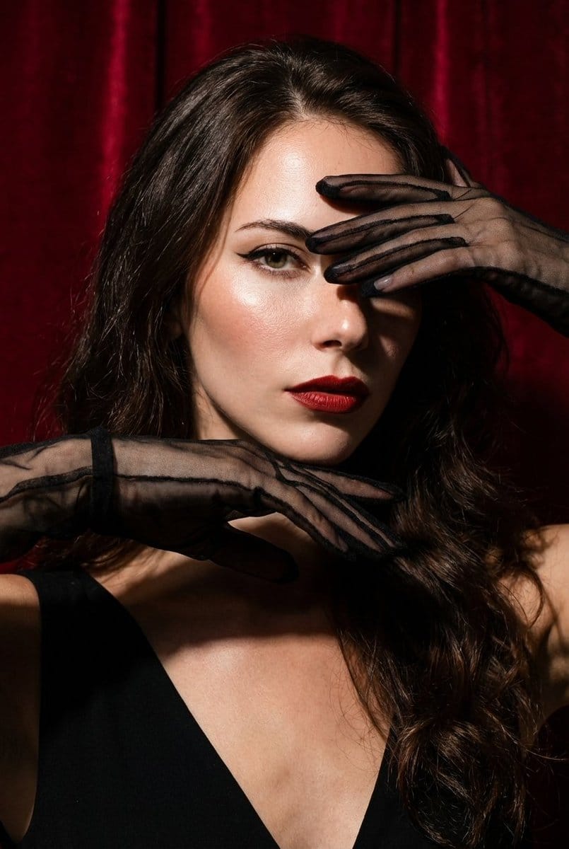 High-Fashion Editorial Portrait with Dramatic Hand Pose