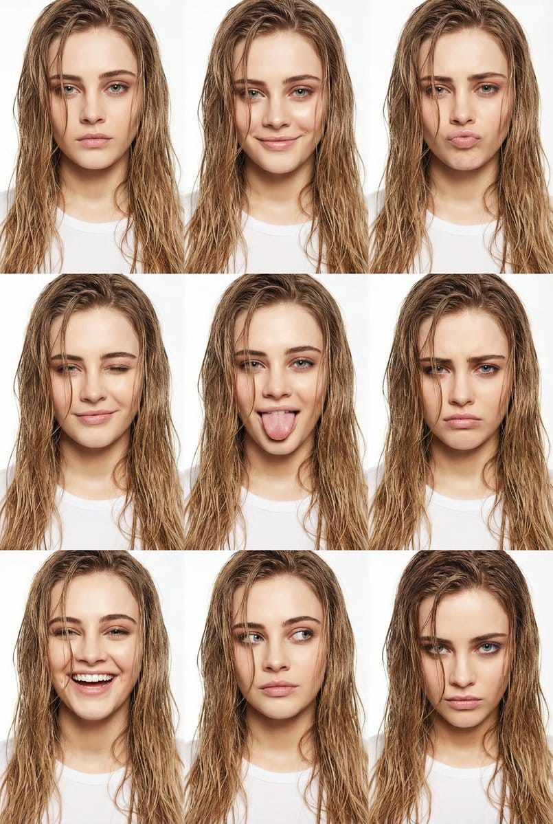 High-Fashion Wet Hair Editorial Grid