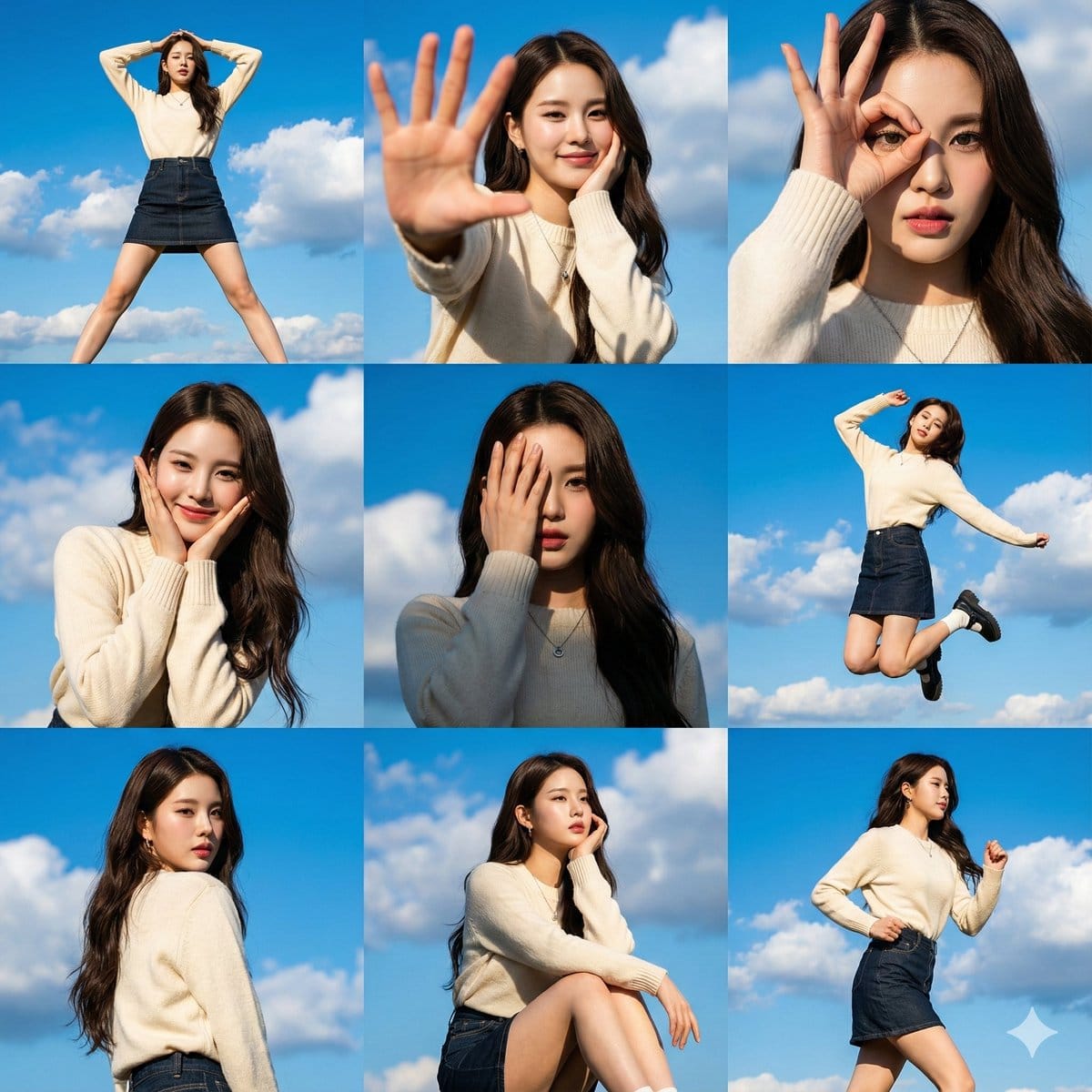 High-Resolution 3x3 Grid Photo Collage for Female Travel Photography