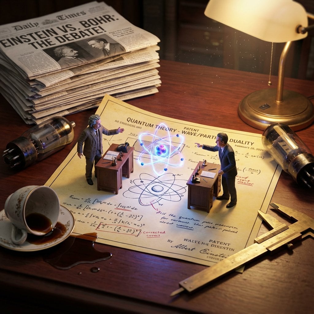 Historical Scientist Rivalry Macro Diorama Prompt