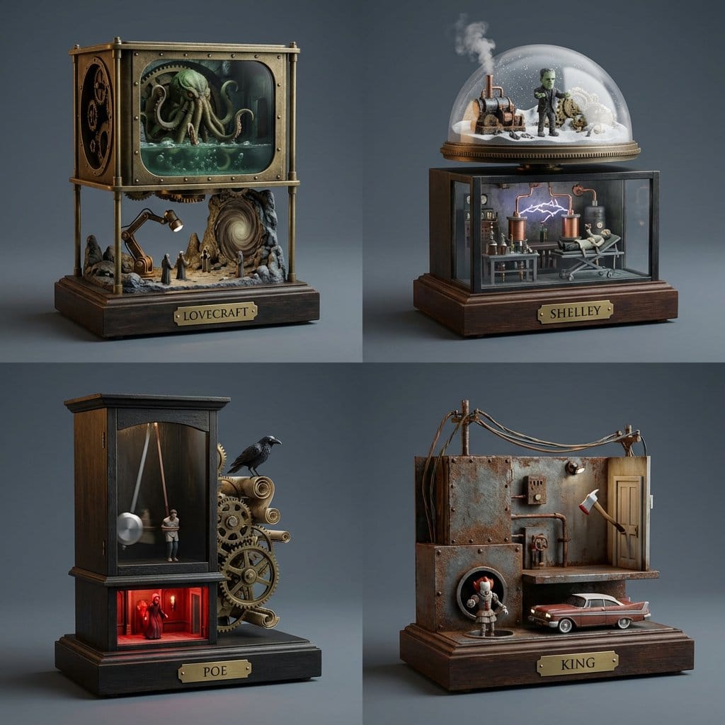 Horror Author Universe Kinetic Sculptures Grid