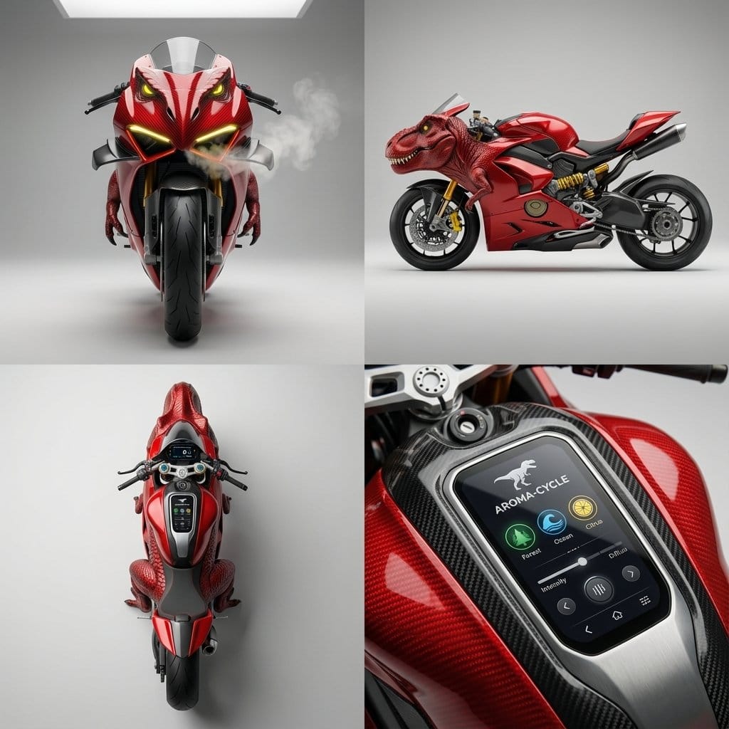 Hybrid Product Shot Grid (T-Rex and Ferrari)