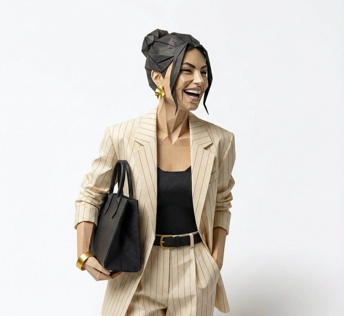 Hyper-Detailed Origami Portrait Sculpture