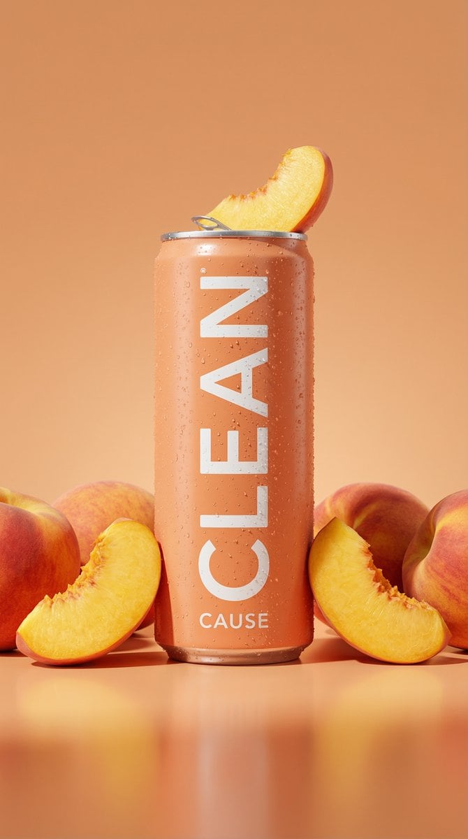 Hyper-Photorealistic Peach Beverage Ad