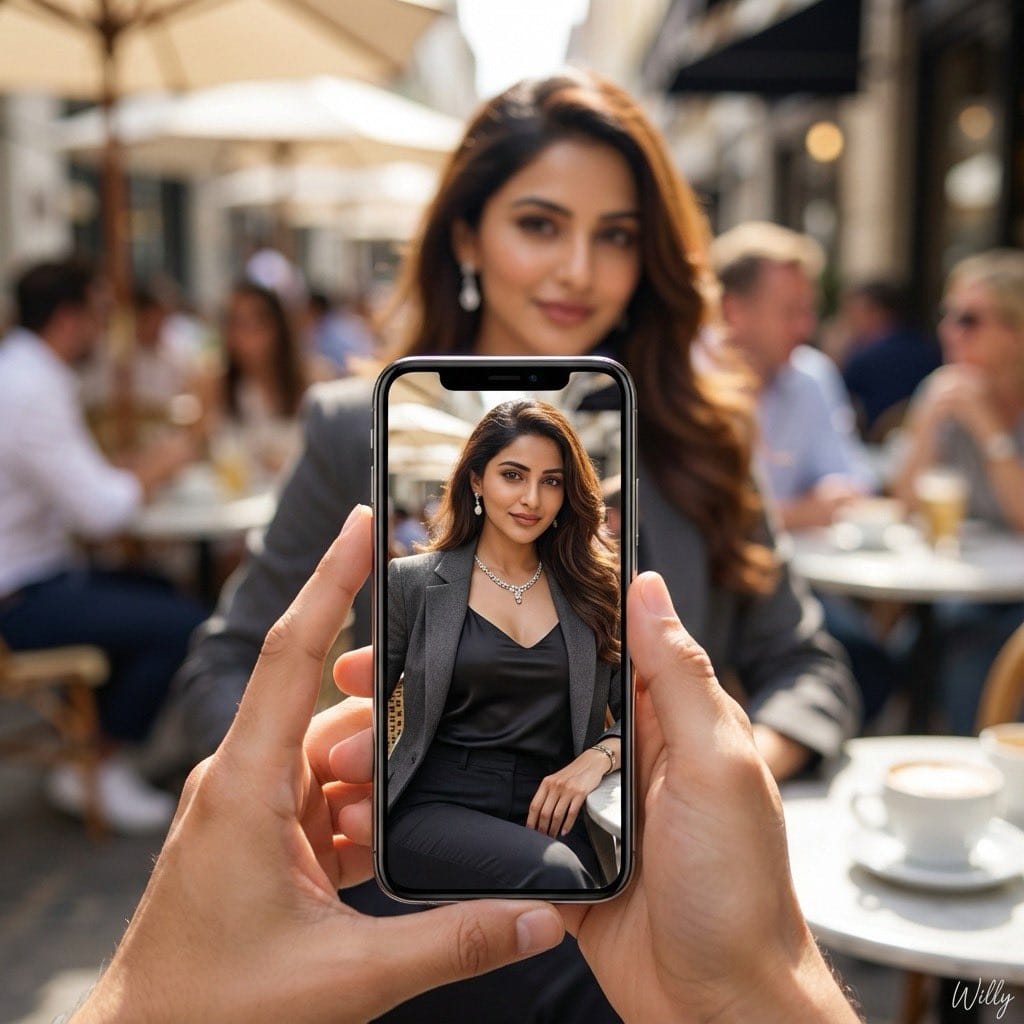 Hyper-realistic 8K image prompt for a vibrant cafe scene