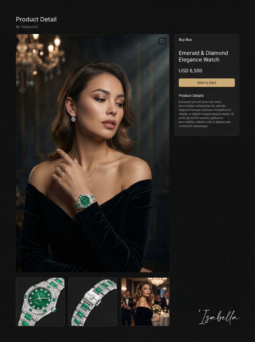 Hyper-realistic cinematic portrait for product detail page