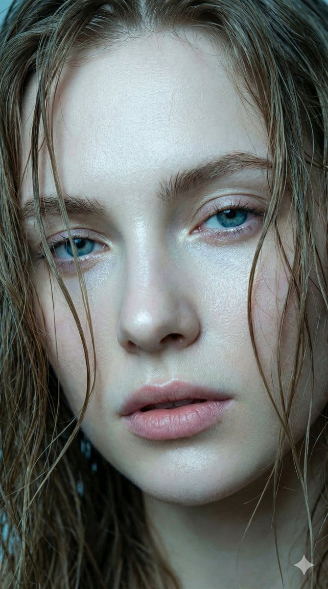 Hyper-realistic Extreme Close-up Portrait of a Young Woman