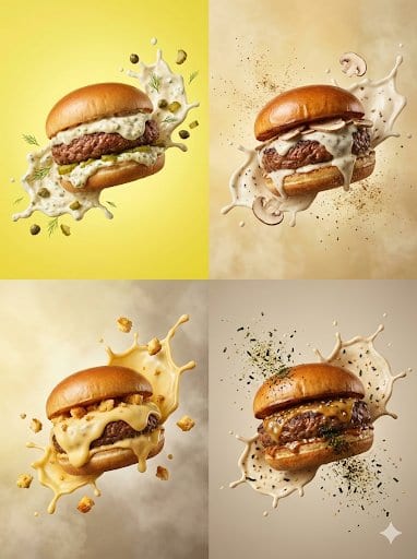 Hyper-realistic Floating Burger Commercial Shots