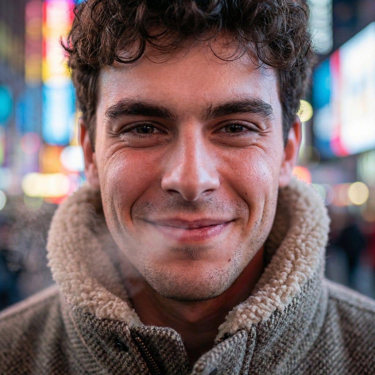 Hyper-Realistic Neon Times Square Portrait