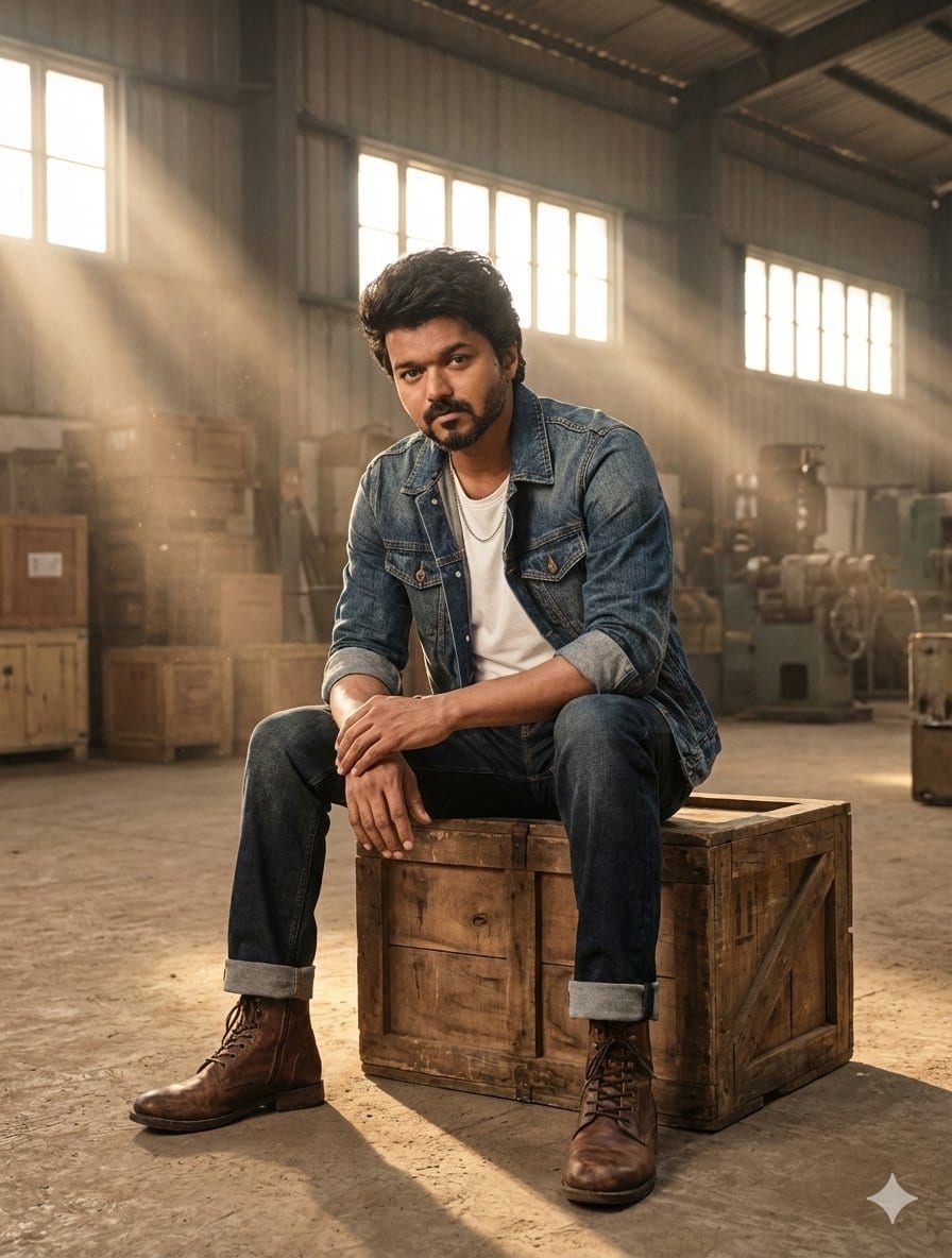 Hyper-Realistic Portrait in Dusty Warehouse