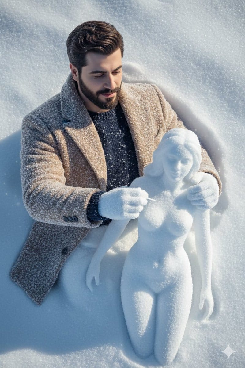 Hyper-Realistic Snow Sculpture Artist Prompt