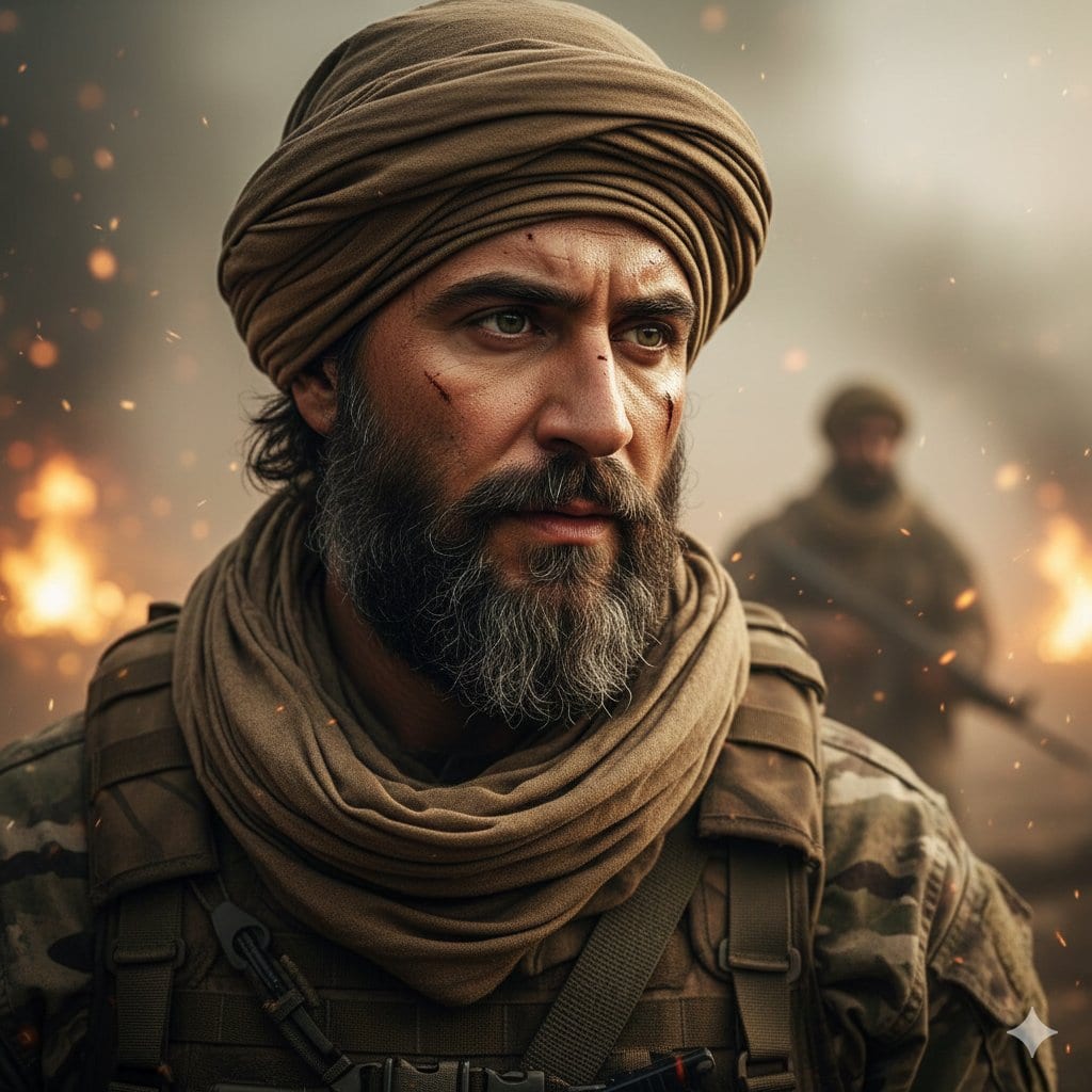 Hyper-Realistic Soldier Portrait Prompt: Battlefield Dusk