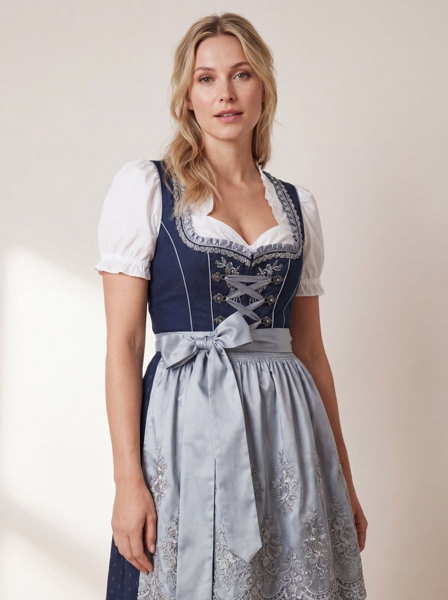Hyper-Realistic Studio Photo of a Woman in Bavarian Dirndl