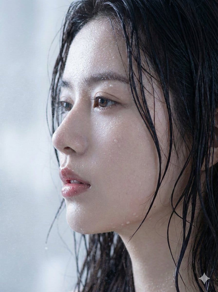 Hyper-Realistic Wet Skin Portrait (Macro Focus)