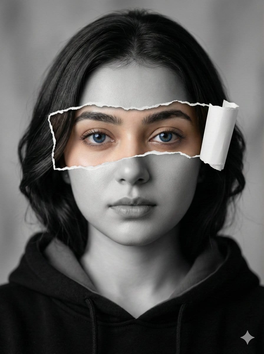 Hyperrealistic Black-and-White Portrait with Selective Color