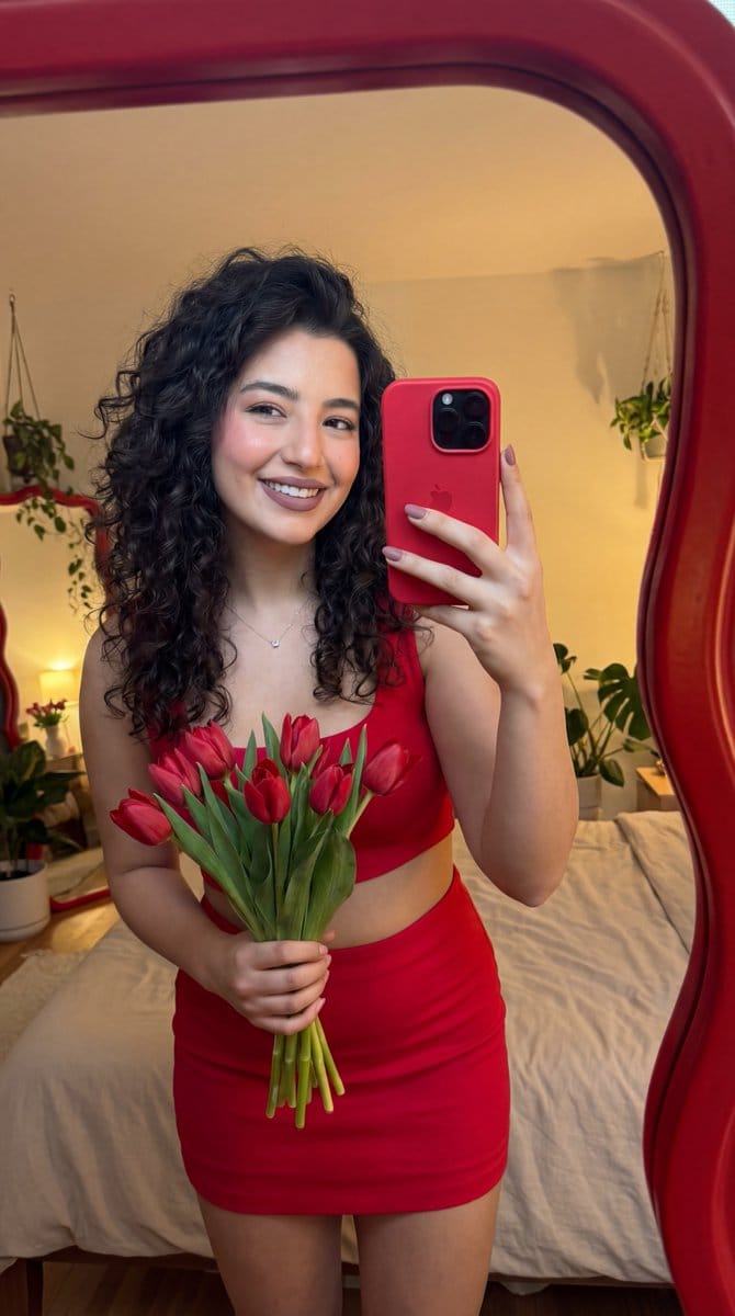 Identity-Locked Coquette Mirror Selfie