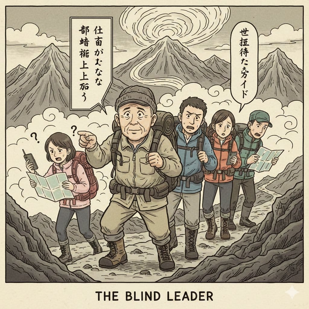 Illustrating a Showa-Era Boss as a Mountain Guide