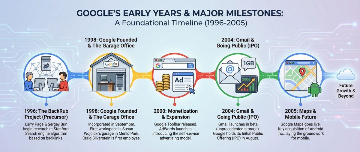 Infographic about Google’s early years