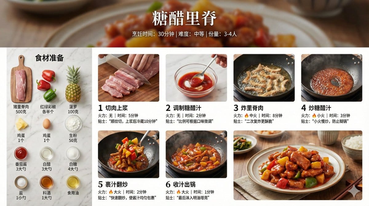 Infographic Prompt for Sweet and Sour Pork Recipe