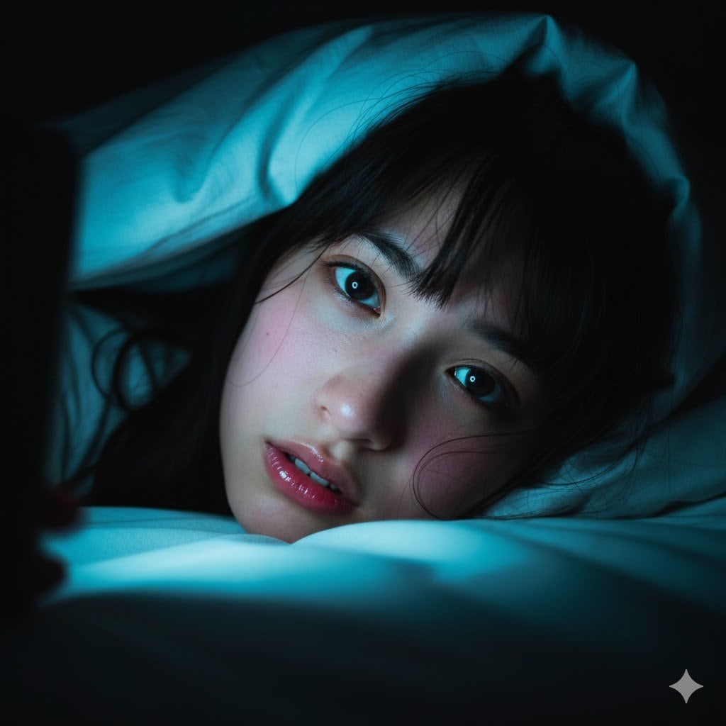 Intimate Late-Night Portrait with Screen Glow