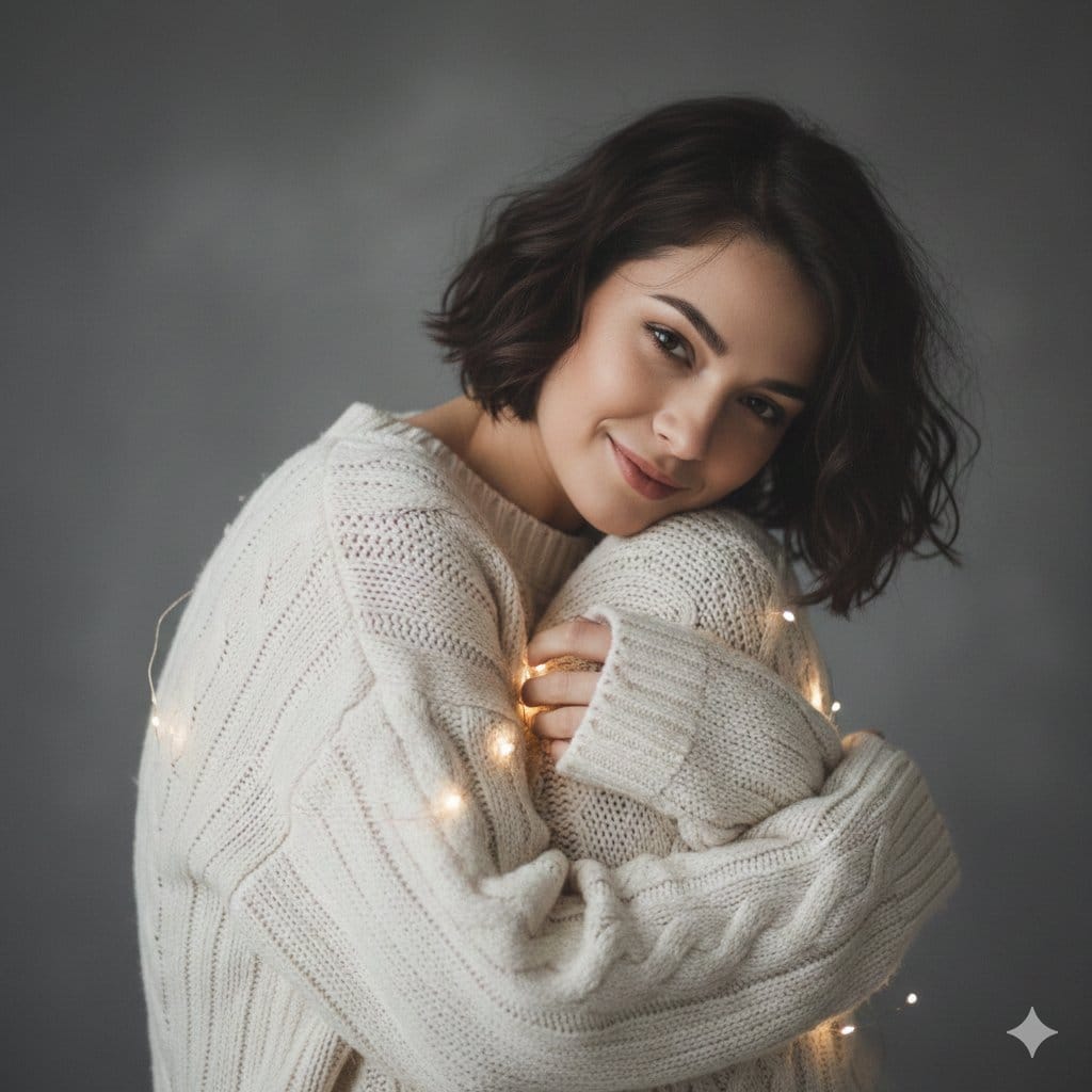 Intimate Studio Portrait with Fairy Lights Prompt