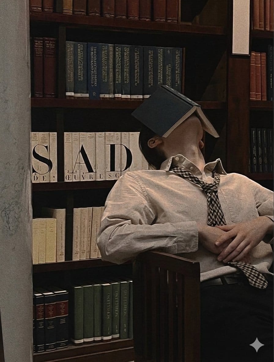 Introspective Indoor Portrait with Book Covering Face Prompt
